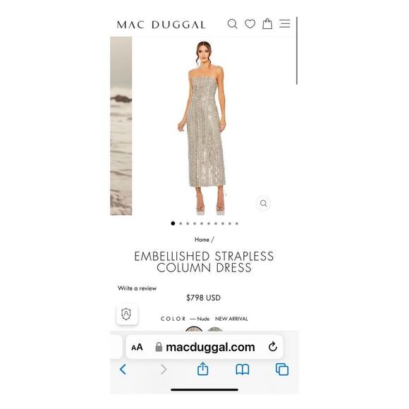 Mac Duggal Embellished Strapless Beaded Slim Column Dress Size 14 NWT - Picture 7 of 15